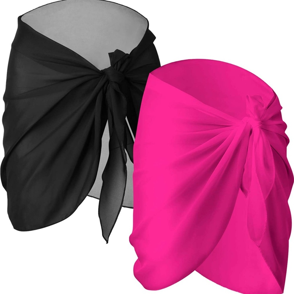 2 Pc Sarong Coverups for Women Bathing Suit Wrap Swimsuit Skirt Cover Up Chiffon